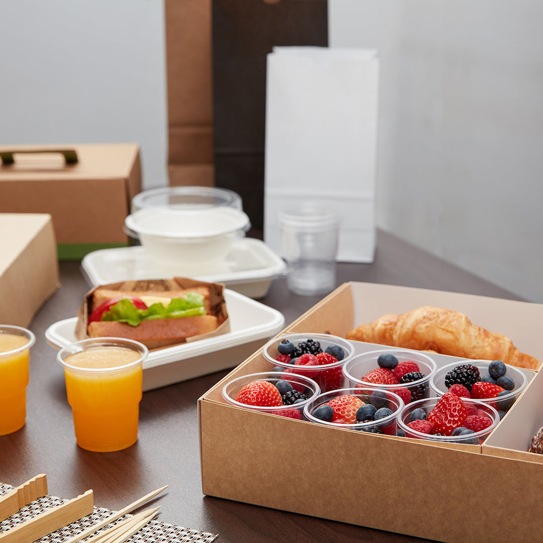 Slide Tek Rectangle Kraft Paper Small Insert - Fits Catering Tray - 8 3/4" x 6" x 3 1/4" - 10 count box