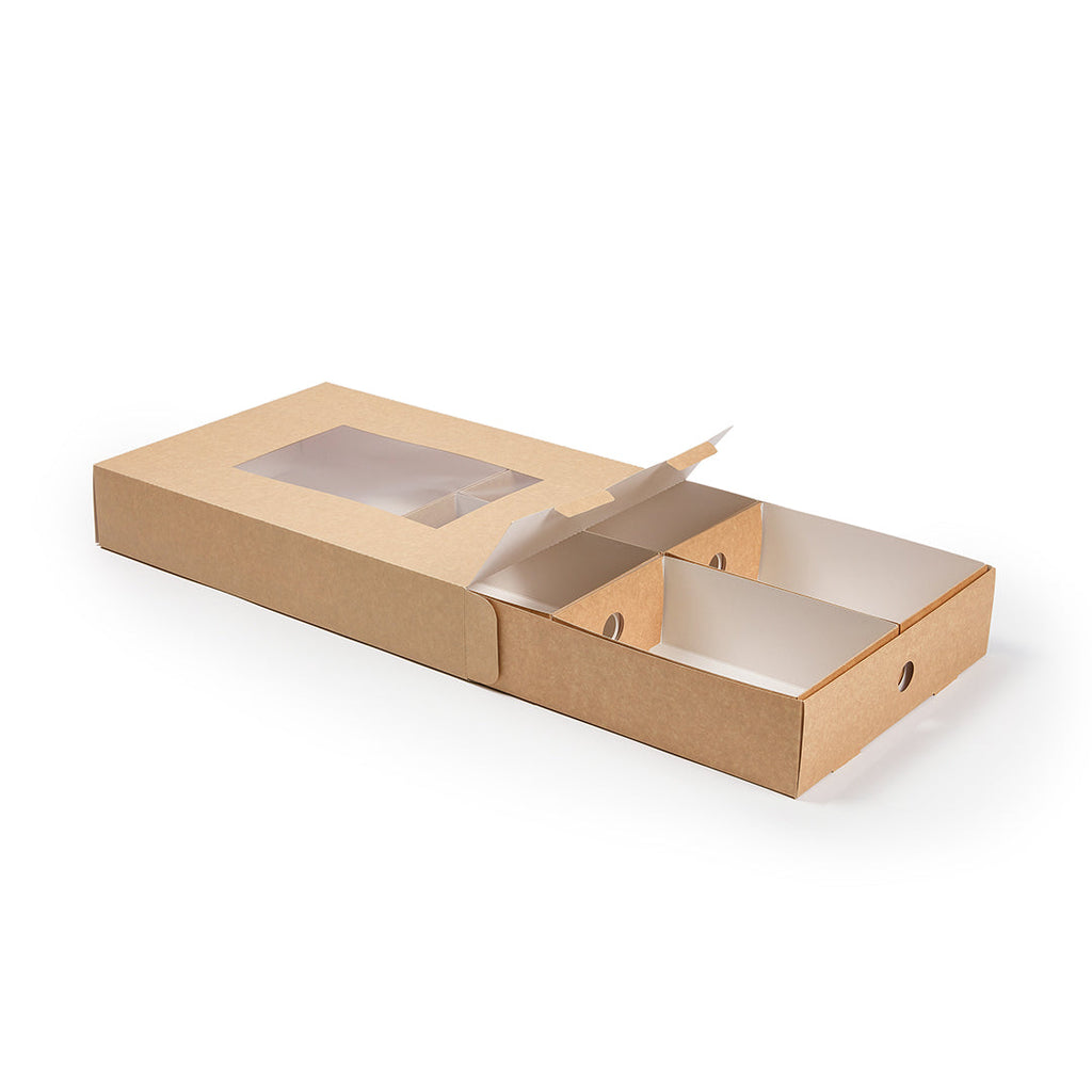 Slide Tek Rectangle Kraft Paper Small Insert - Fits Catering Tray - 8 3/4" x 6" x 3 1/4" - 10 count box
