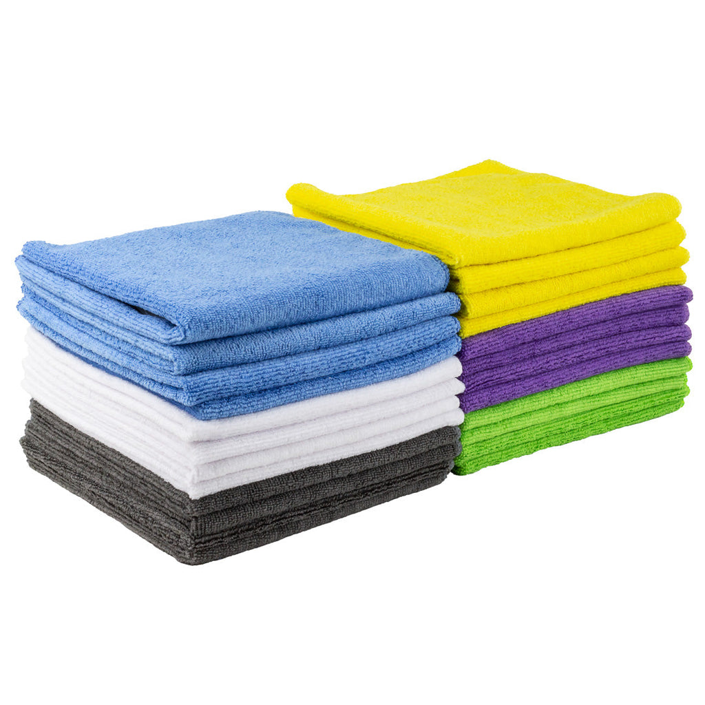 Clean Tek Professional Microfiber Cleaning Cloth - 6 Colors - 16" x 16" - 60 count box