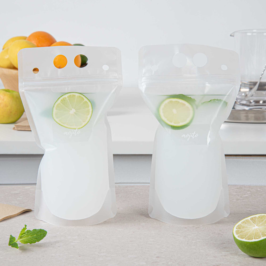 Label Tek Plastic Mojito Label - Clear with White Font, Water-Resistant - 2" x 1" - 100 count box
