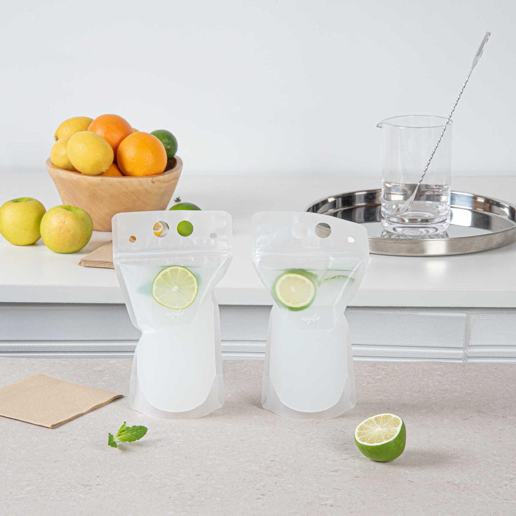 Label Tek Plastic Mojito Label - Clear with White Font, Water-Resistant - 2" x 1" - 100 count box