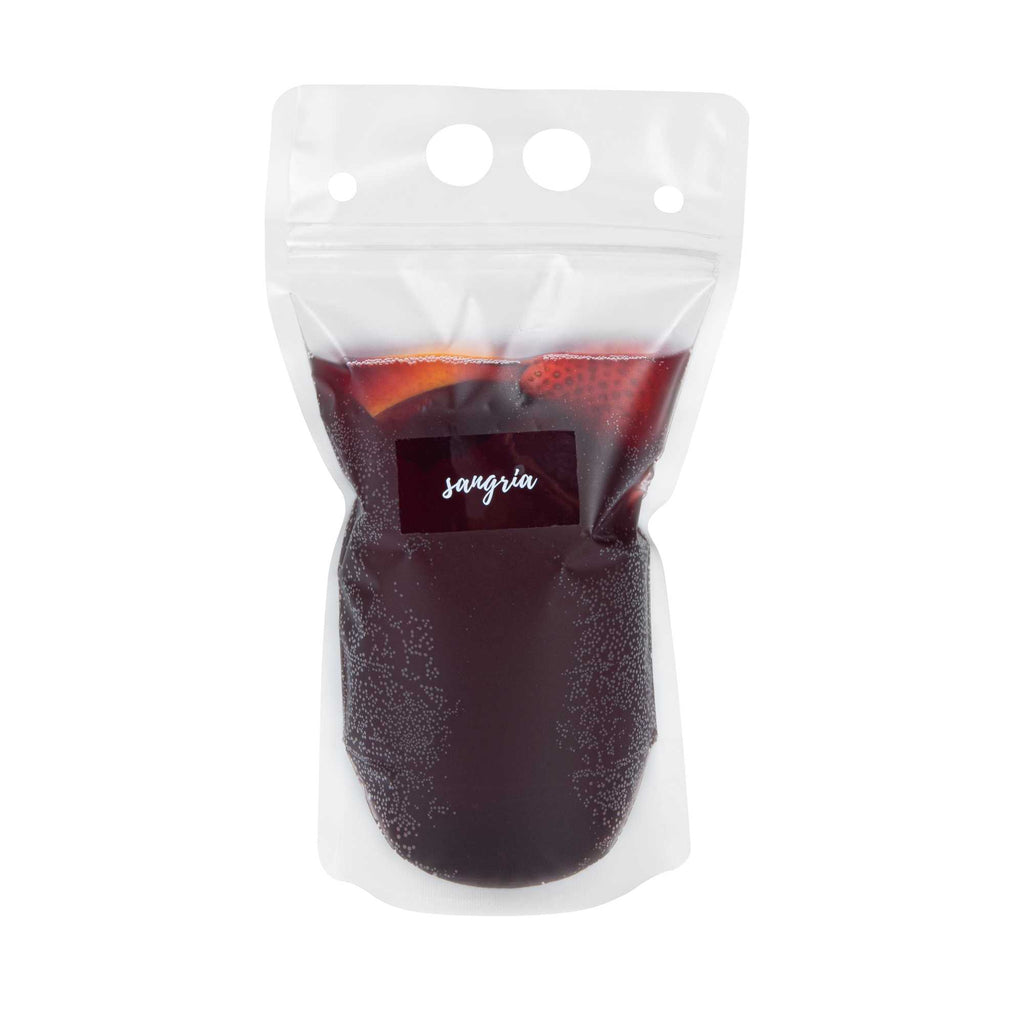 Label Tek Plastic Sangria Label - Clear with White Font, Water-Resistant - 2" x 1" - 100 count box