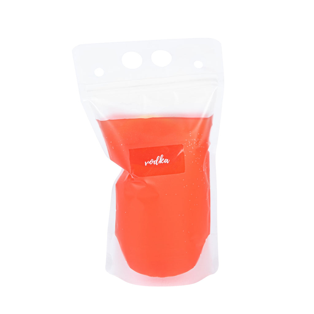 Label Tek Plastic Vodka Label - Clear with White Font, Water-Resistant - 2" x 1" - 100 count box