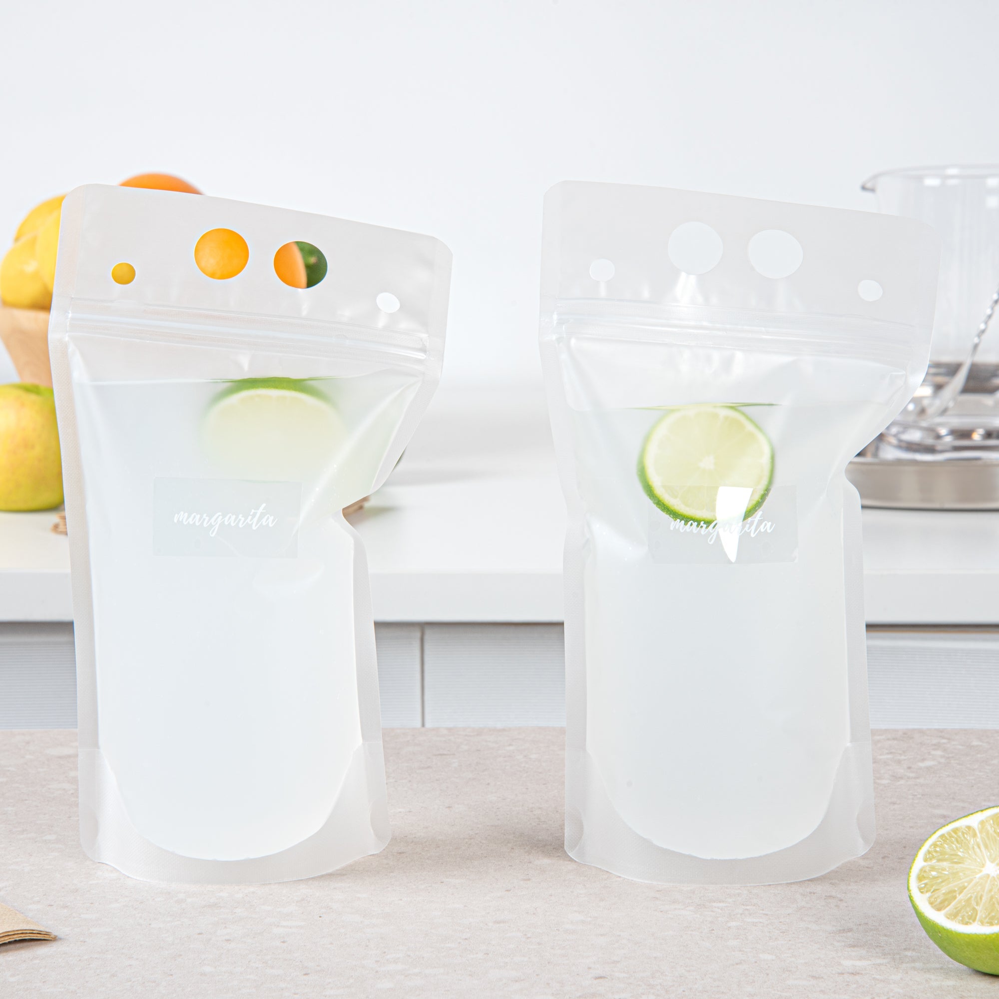 Label Tek Plastic Margarita Label - Clear with White Font, Water-Resistant - 2" x 1" - 100 count box