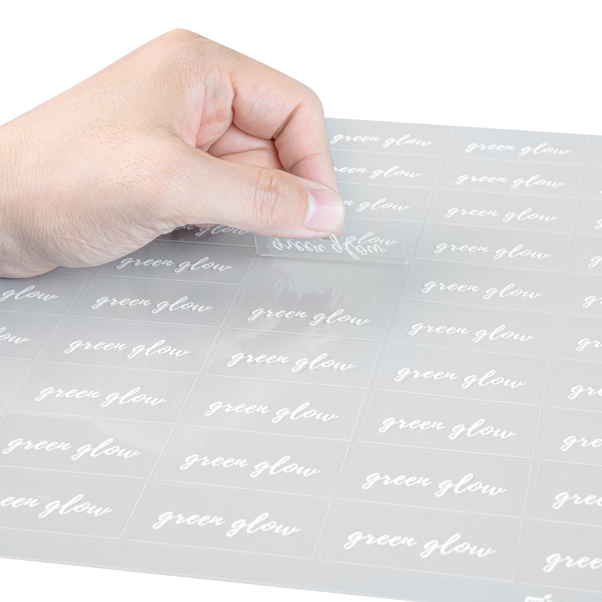 Label Tek Plastic Green Glow Label - Clear with White Font, Water-Resistant - 2" x 1" - 100 count box