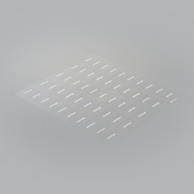 Label Tek Plastic Mimosa Label - Clear with White Font, Water-Resistant - 2" x 1" - 100 count box