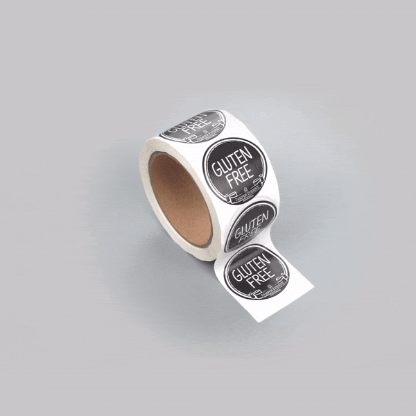 Label Tek Plastic Gluten Free Label - Black with White Font, Tamper-Evident - 2" x 2" - 500 count box