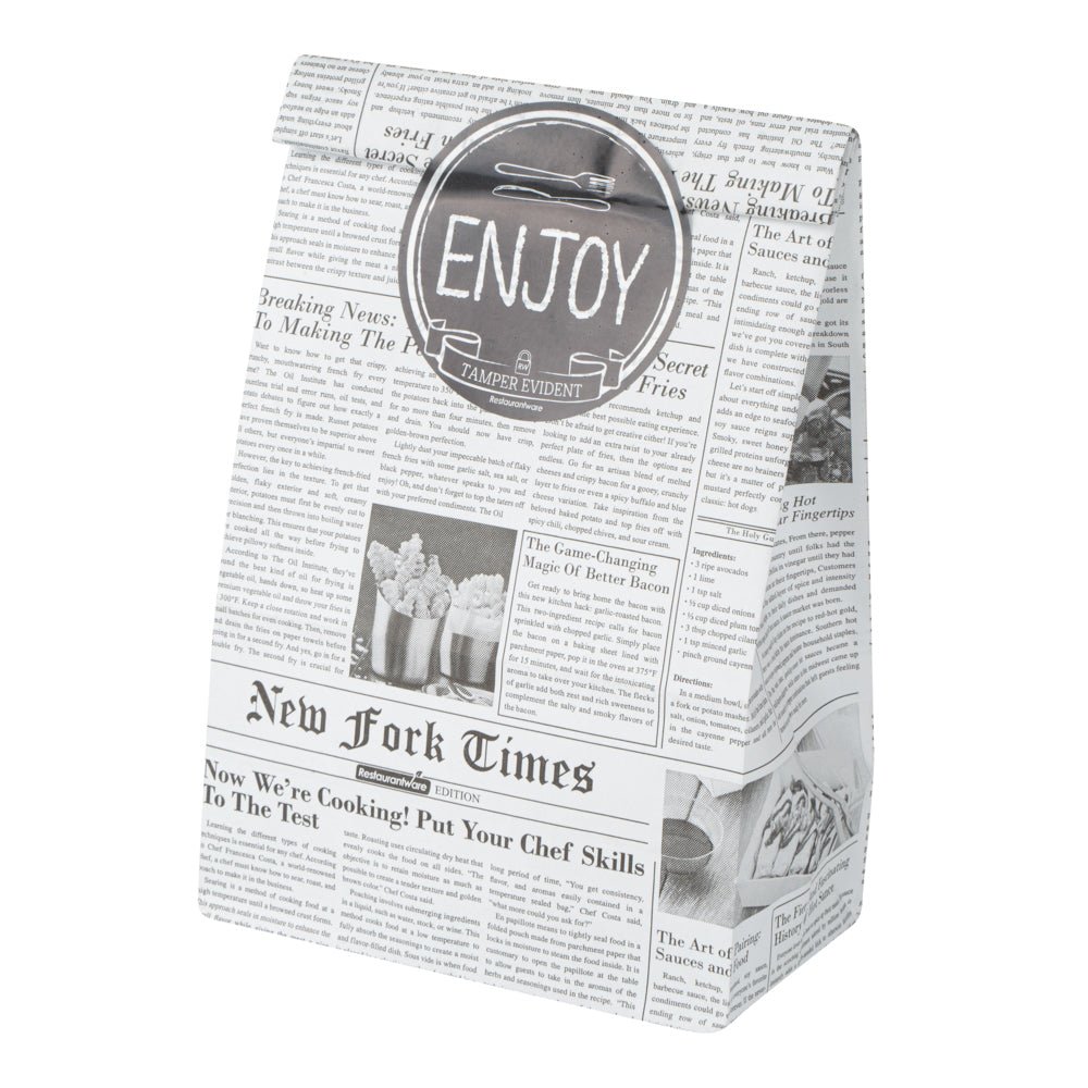 Label Tek Plastic Enjoy Label - Black with White Font, Tamper-Evident - 2" x 2" - 500 count box
