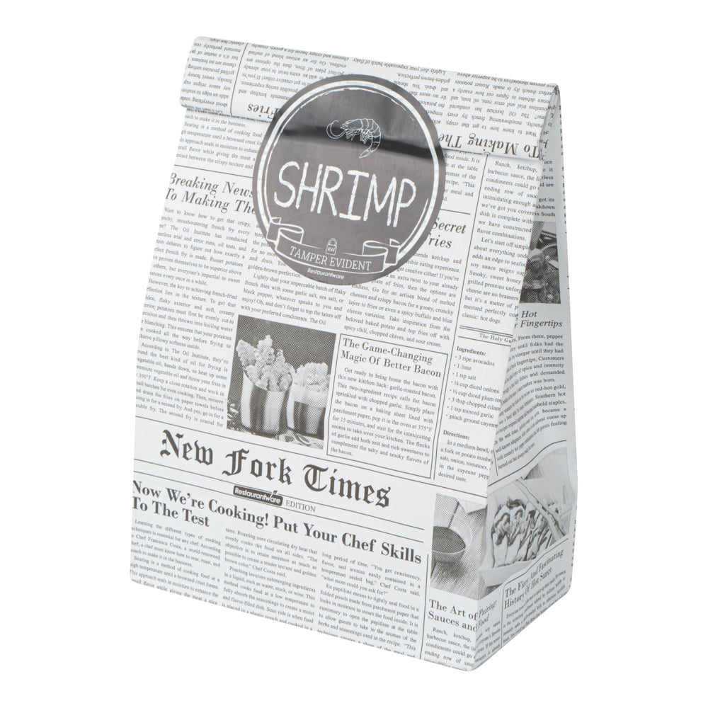 Label Tek Plastic Shrimp Label - Black with White Font, Tamper-Evident - 2" x 2" - 500 count box