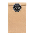 Label Tek Plastic Salmon Label - Black with White Font, Tamper-Evident - 2" x 2" - 500 count box