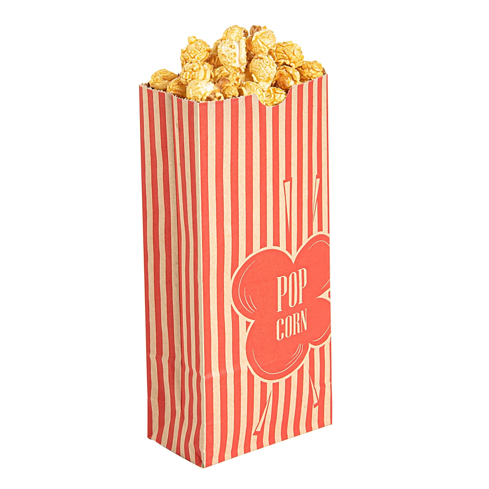 Bag Tek 2 oz Red and Kraft Paper Popcorn Bag - 5 1/4" x 3" x 10" - 100 count box