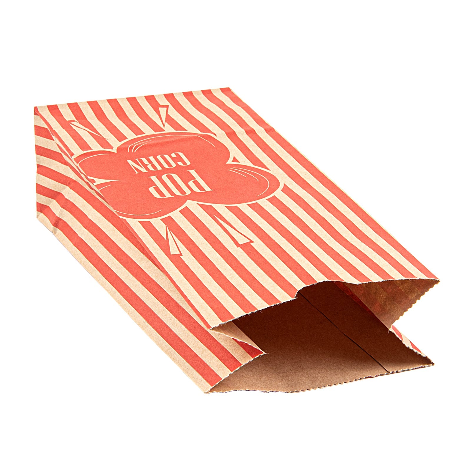 Bag Tek 2 oz Red and Kraft Paper Popcorn Bag - 5 1/4" x 3" x 10" - 100 count box