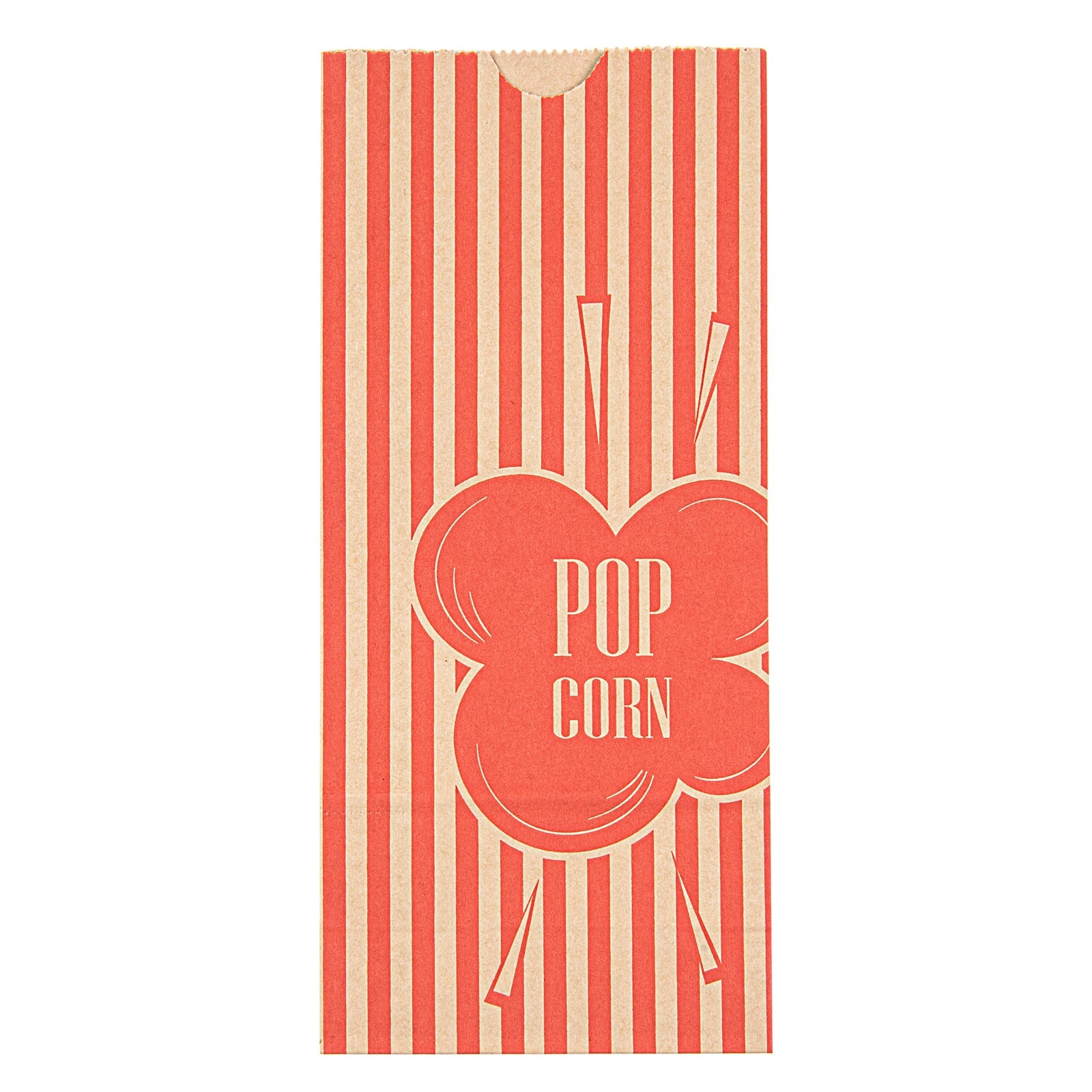 Bag Tek 2 oz Red and Kraft Paper Popcorn Bag - 5 1/4" x 3" x 10" - 100 count box