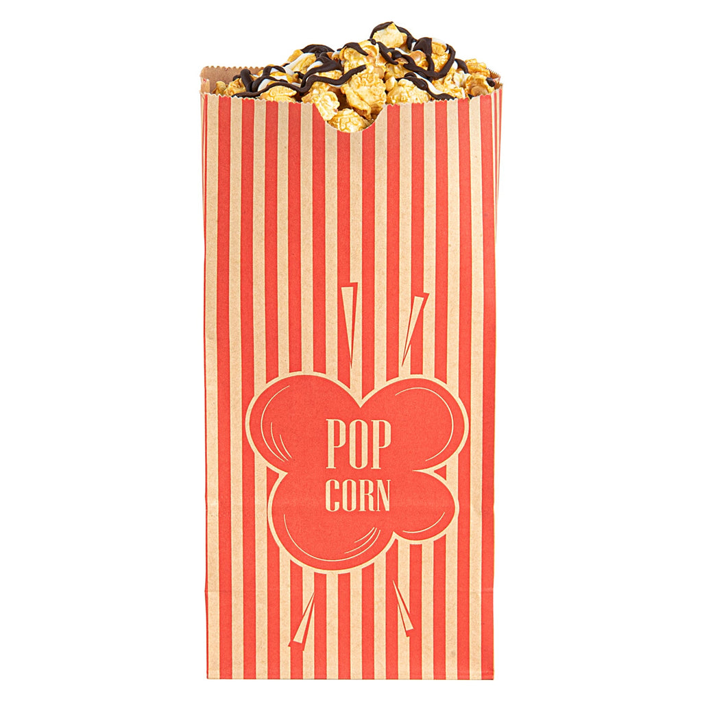 Bag Tek 1 oz Red and Kraft Paper Popcorn Bag - 4 1/4" x 2 1/4" x 9 1/2" - 100 count box