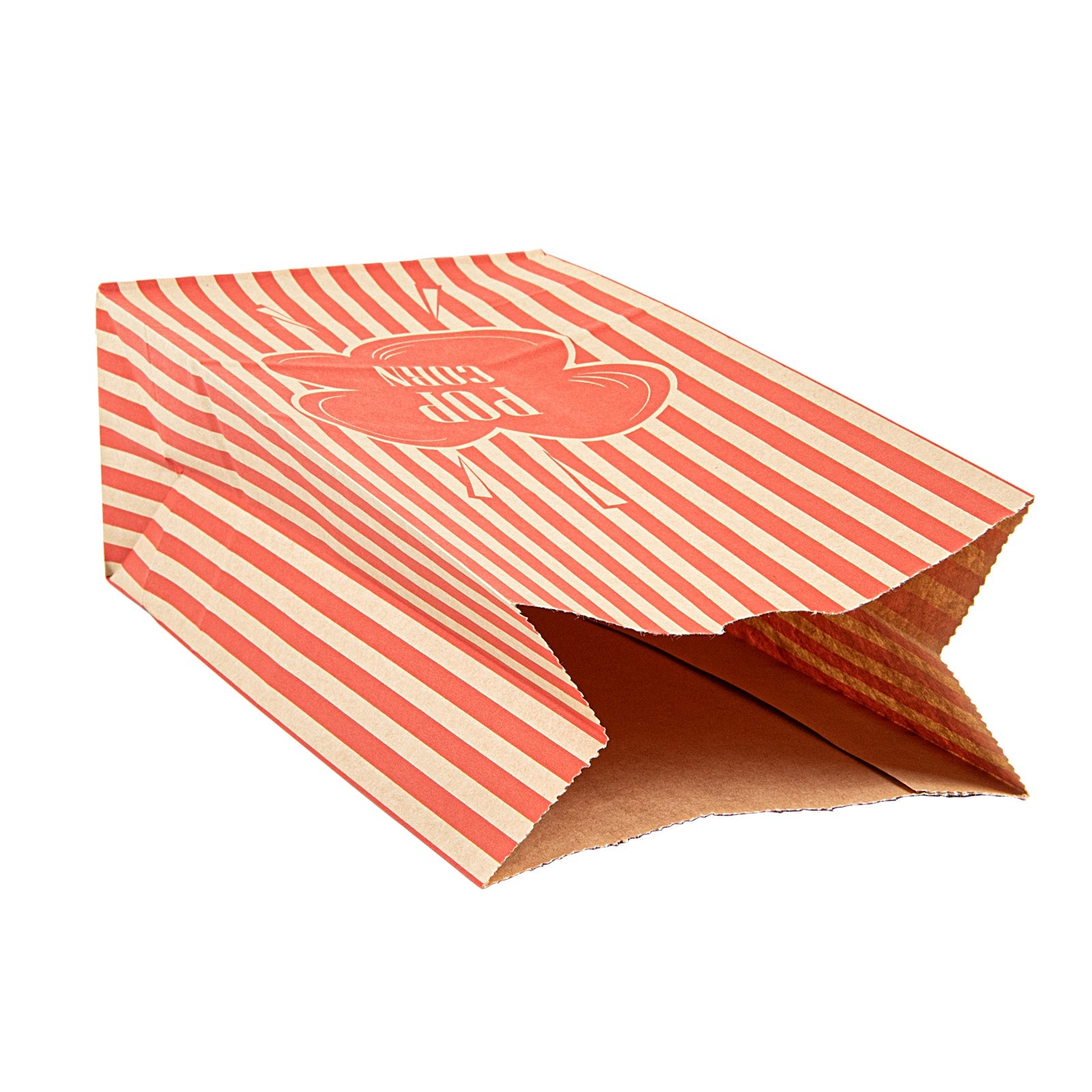 Bag Tek 1 oz Red and Kraft Paper Popcorn Bag - 4 1/4" x 2 1/4" x 9 1/2" - 100 count box