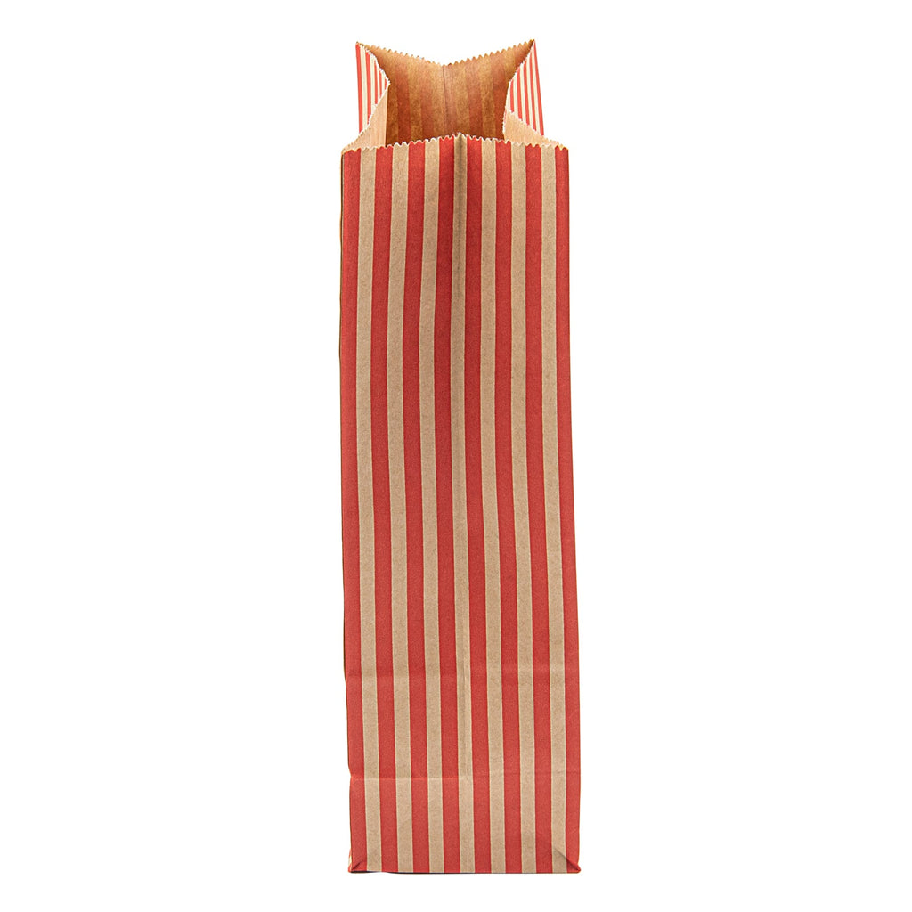 Bag Tek 1 oz Red and Kraft Paper Popcorn Bag - 4 1/4" x 2 1/4" x 9 1/2" - 100 count box