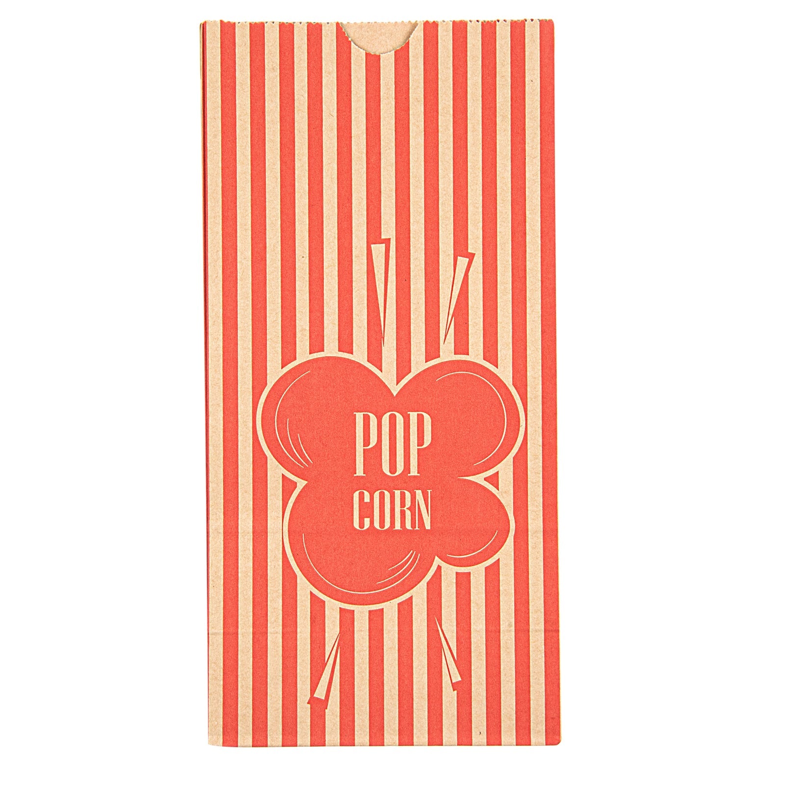 Bag Tek 1 oz Red and Kraft Paper Popcorn Bag - 4 1/4" x 2 1/4" x 9 1/2" - 100 count box