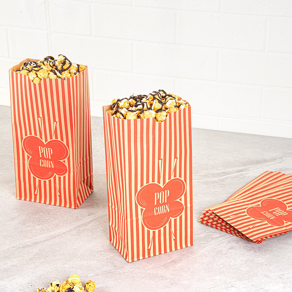 Bag Tek 1 oz Red and Kraft Paper Popcorn Bag - 4 1/4" x 2 1/4" x 9 1/2" - 100 count box