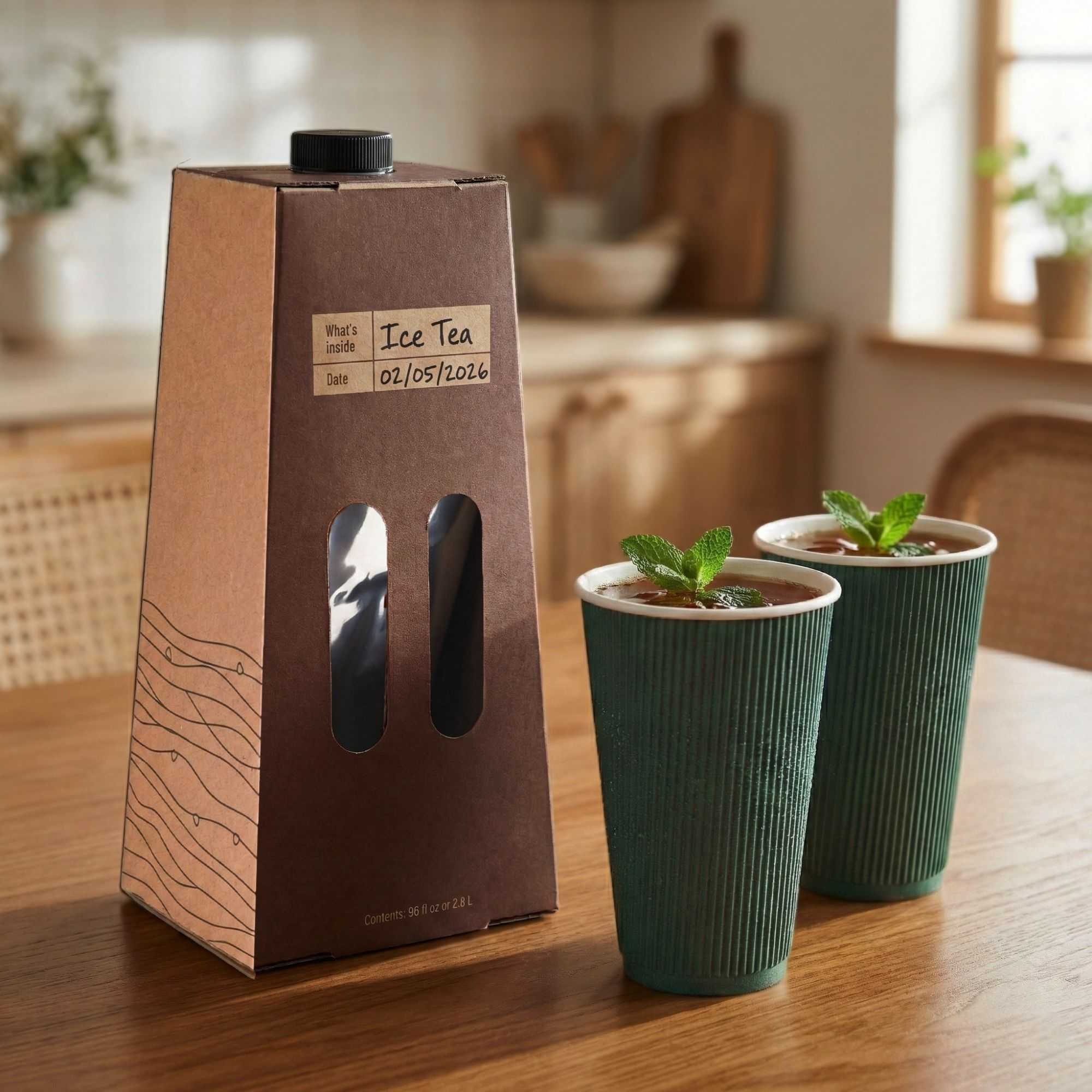 Cater Tek 96 oz Kraft Paper Beverage Take Out Container - 12 Cups - 10 count box