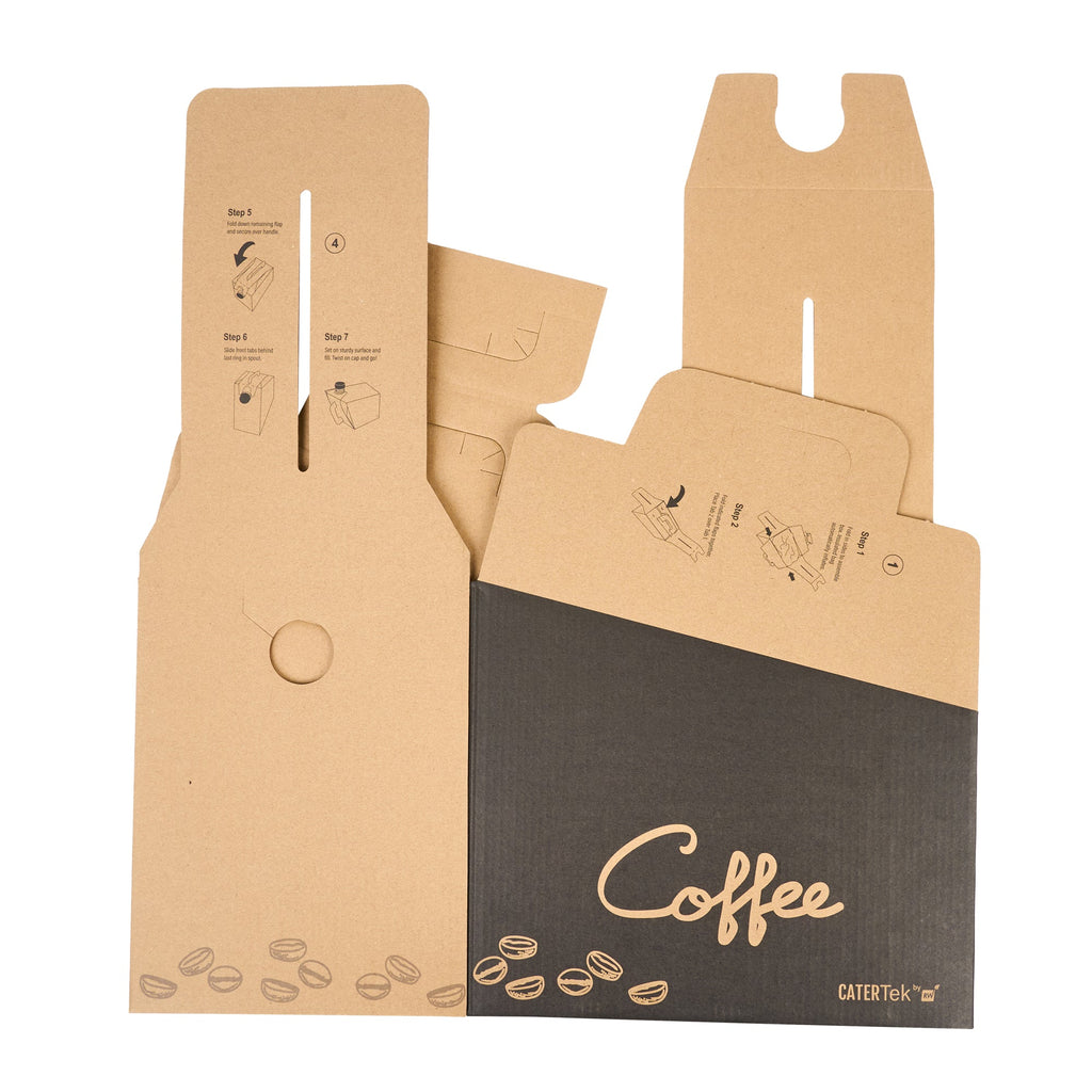 Cater Tek 160 oz Black Paper Coffee Take Out Box - 20 Cups - 10 3/4" x 7 1/2" x 7 3/4" - 10 count box