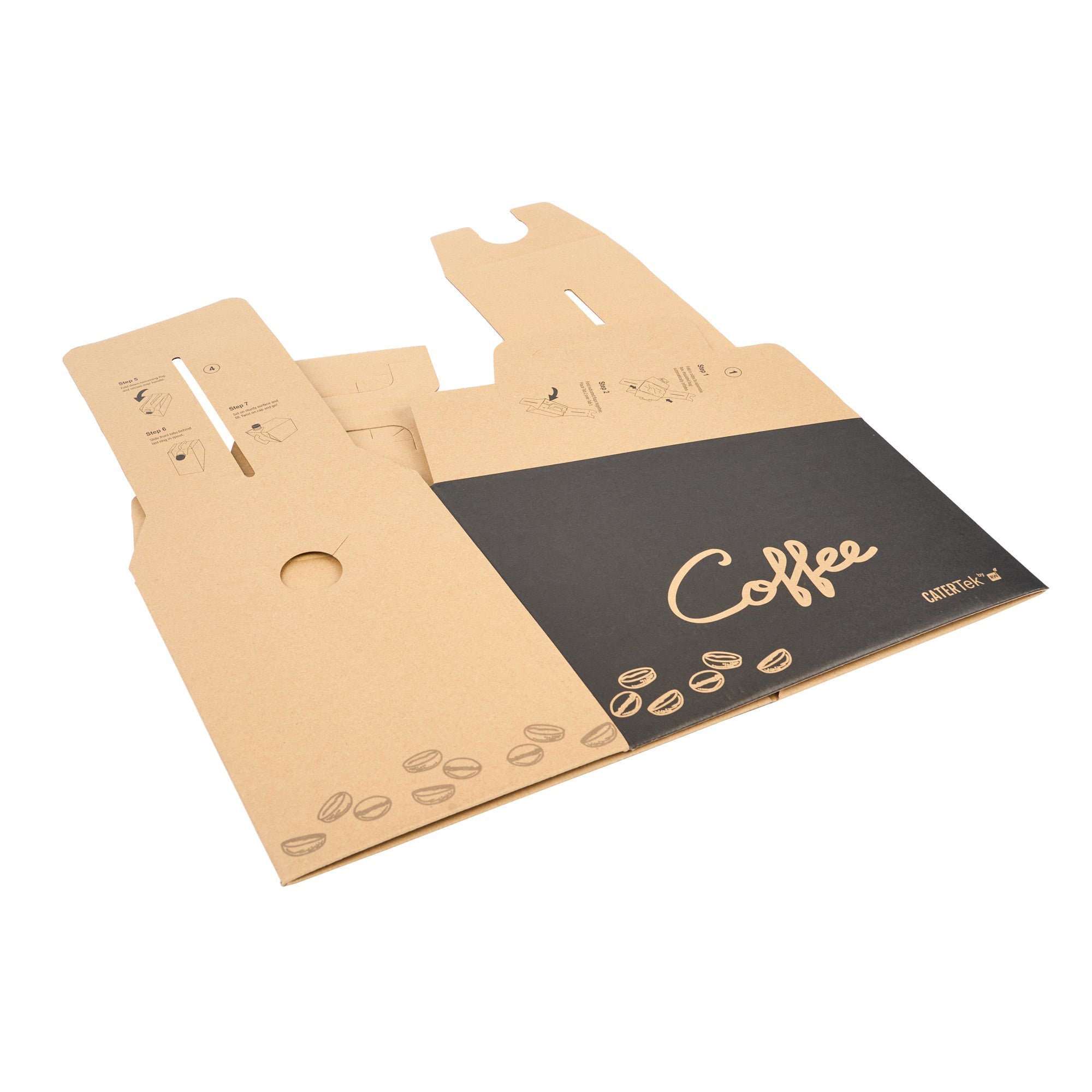 Cater Tek 160 oz Black Paper Coffee Take Out Box - 20 Cups - 10 3/4" x 7 1/2" x 7 3/4" - 10 count box
