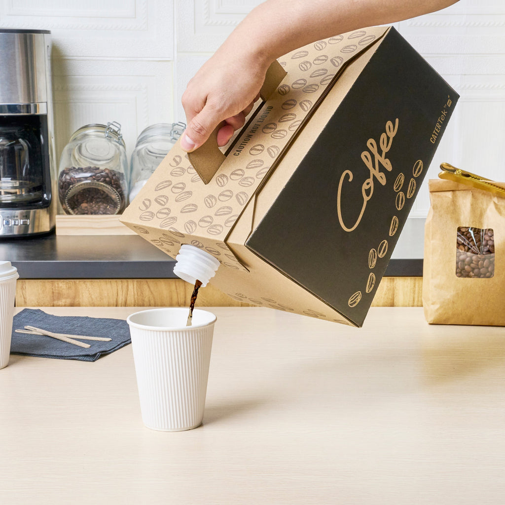 Cater Tek 160 oz Black Paper Coffee Take Out Box - 20 Cups - 10 3/4" x 7 1/2" x 7 3/4" - 10 count box