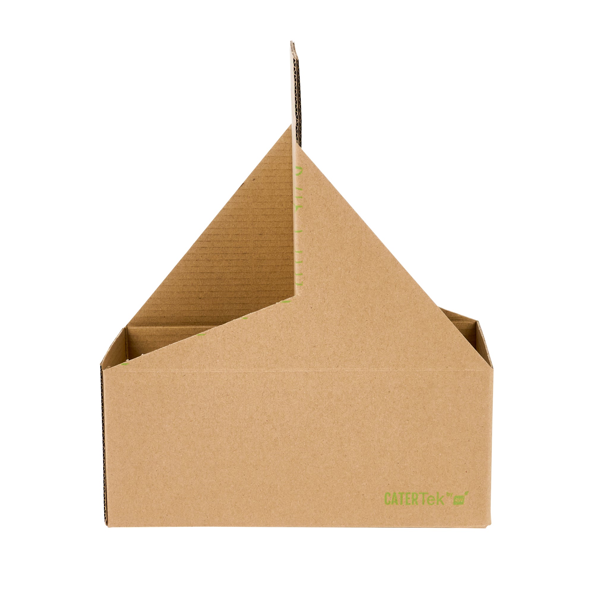 Cater Tek Kraft and Green Paper Drink Carrier - Holds 2 - 9" x 4 1/2" x 4" - 100 count box