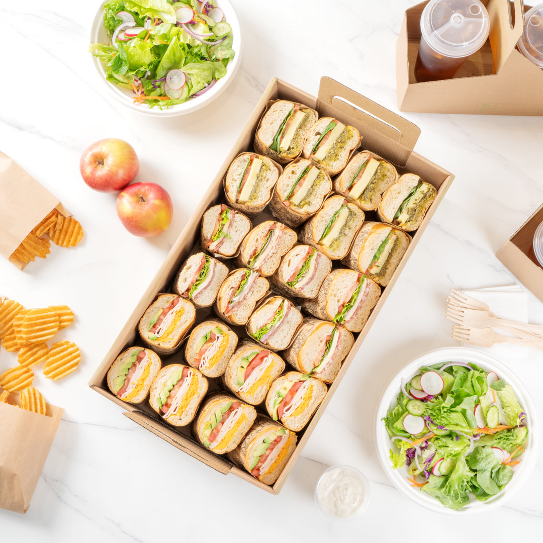 Cater Tek Rectangle Kraft and Green Paper Catering Tray - with Cover - 20" x 11 3/4" x 3 1/4" - 10 count box