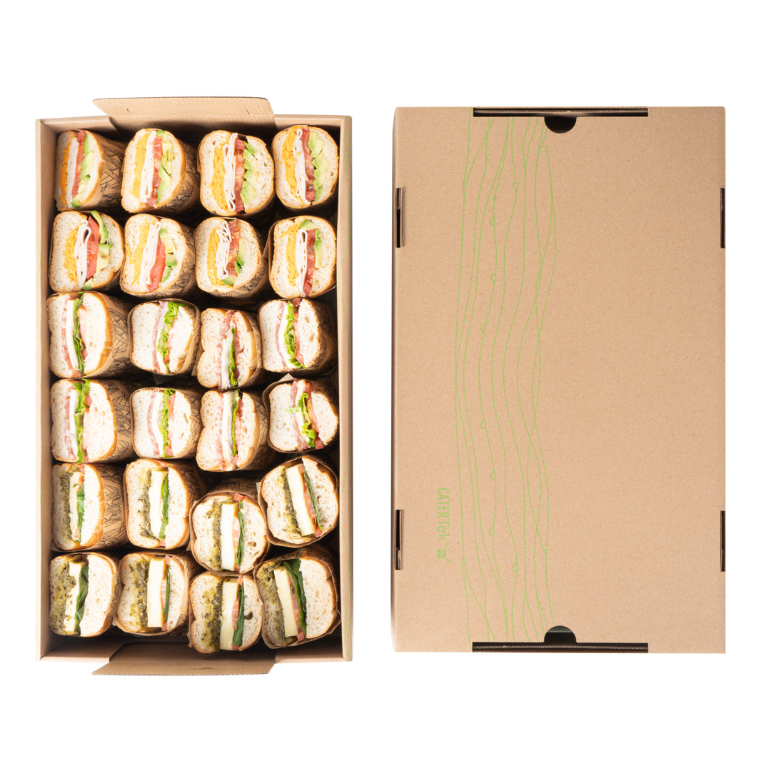Cater Tek Rectangle Kraft and Green Paper Catering Tray - with Cover - 20" x 11 3/4" x 3 1/4" - 10 count box