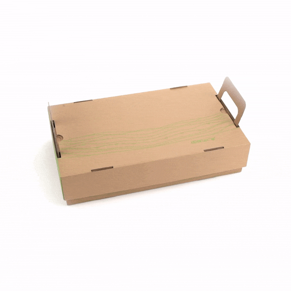 Cater Tek Rectangle Kraft and Green Paper Catering Tray - with Cover - 20" x 11 3/4" x 3 1/4" - 10 count box