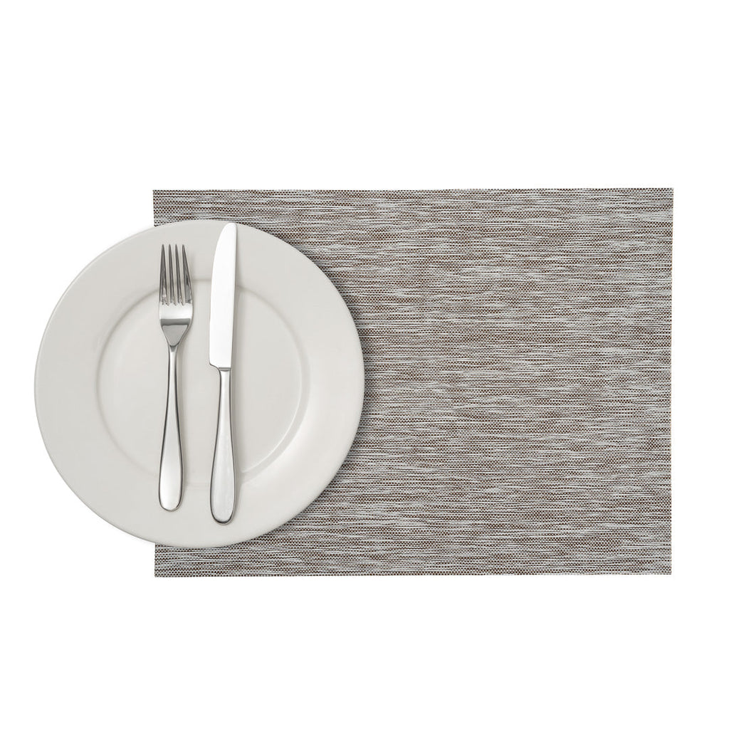 Sovereign Rectangle Light Brown Vinyl Woven Placemat - 16" x 12" - 6 count box