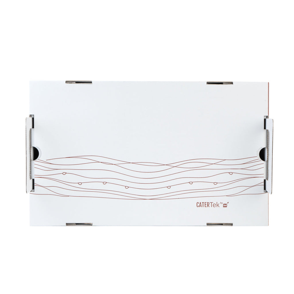 Cater Tek Rectangle White and Brown Paper Catering Tray - with Cover - 20" x 11 3/4" x 3 1/4" - 10 count box