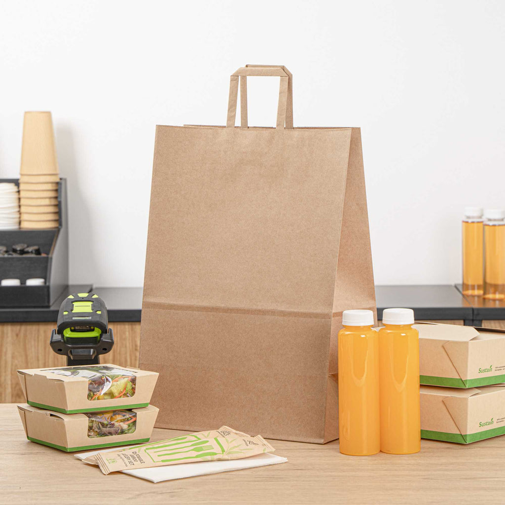 Bag Tek Kraft Paper Retail Bag - with Handles - 12" x 7" x 17" - 20 count box