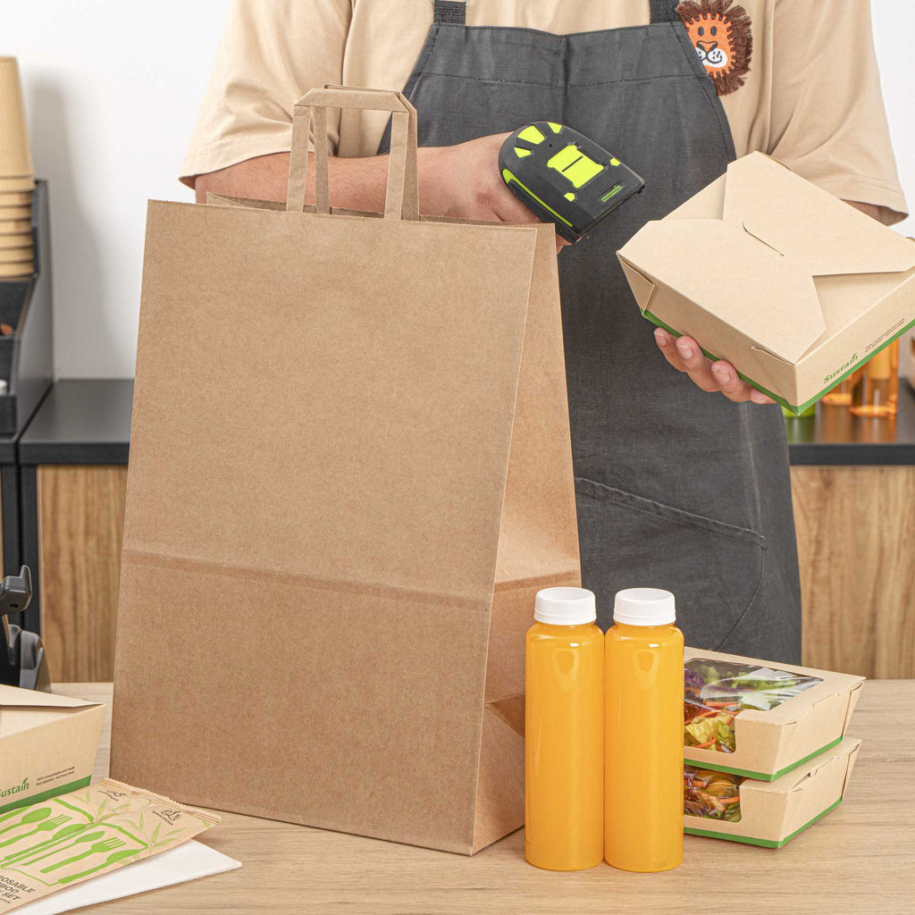 Bag Tek Kraft Paper Retail Bag - with Handles - 12" x 7" x 17" - 20 count box
