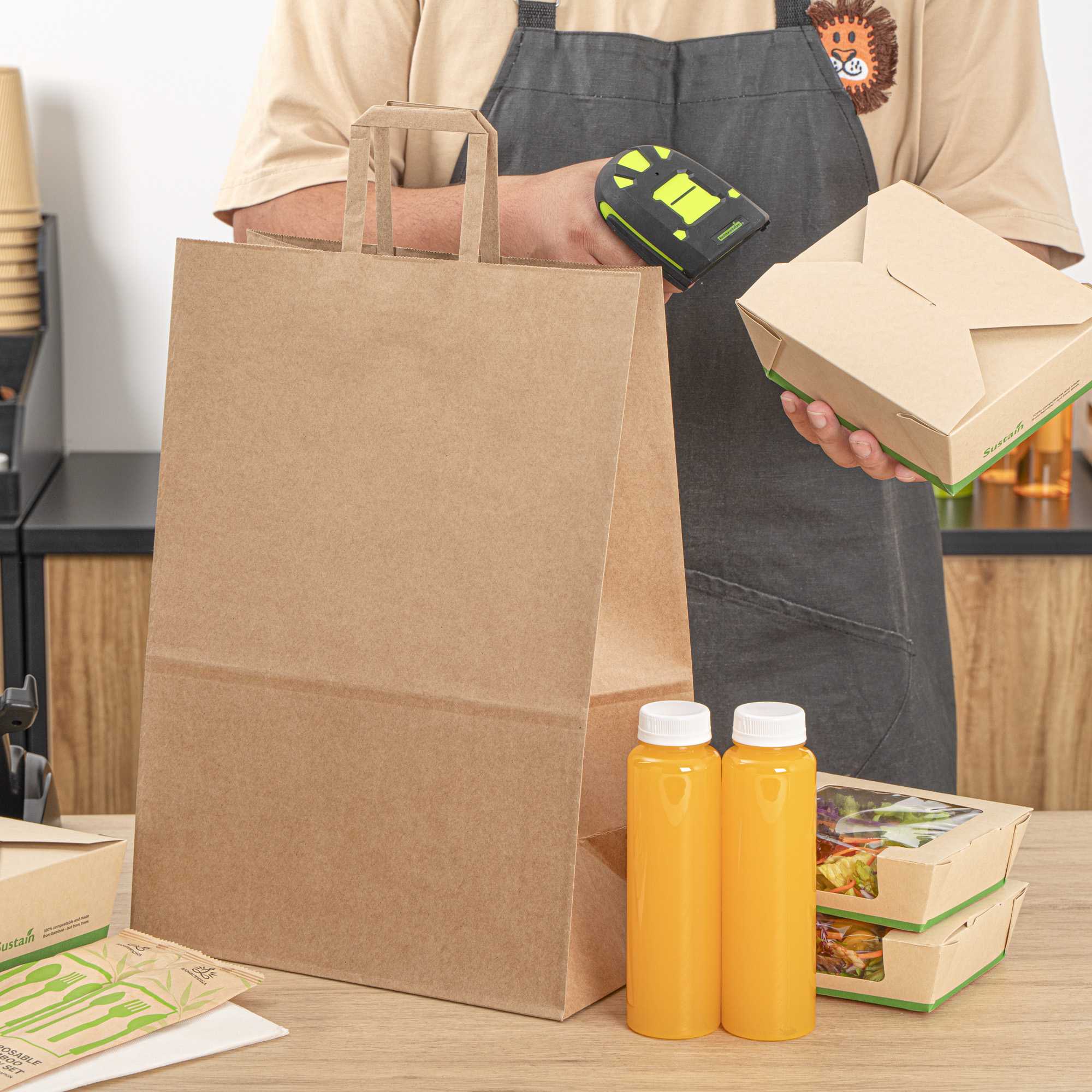 Bag Tek Kraft Paper Retail Bag - with Handles - 12" x 7" x 17" - 20 count box
