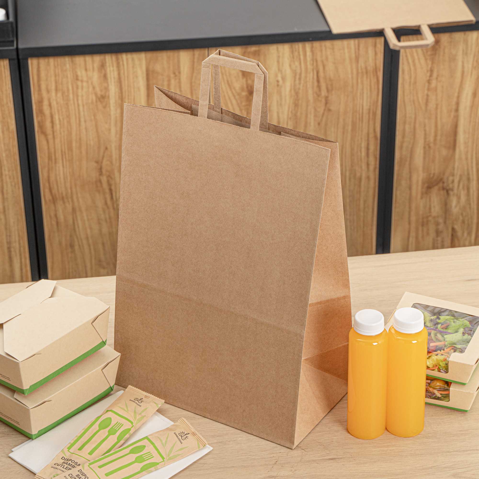 Bag Tek Kraft Paper Retail Bag - with Handles - 12" x 7" x 17" - 20 count box