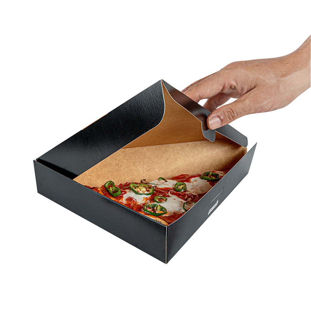 Eco Pie Black Paper Pizza Slice Box - Clamshell - 9 1/4" x 10 1/4" x 1 3/4" - 100 count box