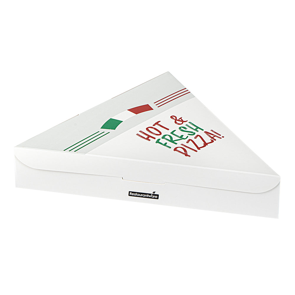 Eco Pie White Paper Pizza Slice Box - Hot & Fresh, Clamshell - 9 1/4" x 10 1/4" x 1 3/4" - 100 count box