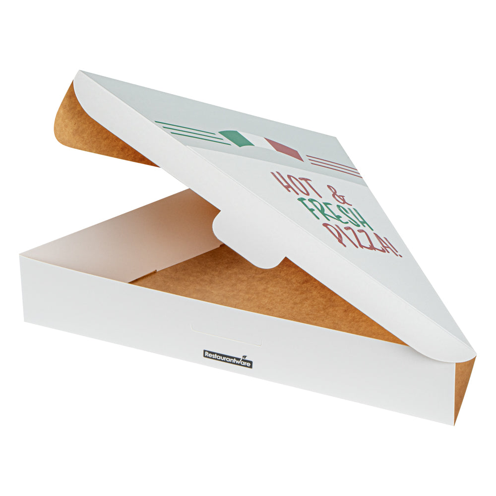 Eco Pie White Paper Pizza Slice Box - Hot & Fresh, Clamshell - 9 1/4" x 10 1/4" x 1 3/4" - 100 count box