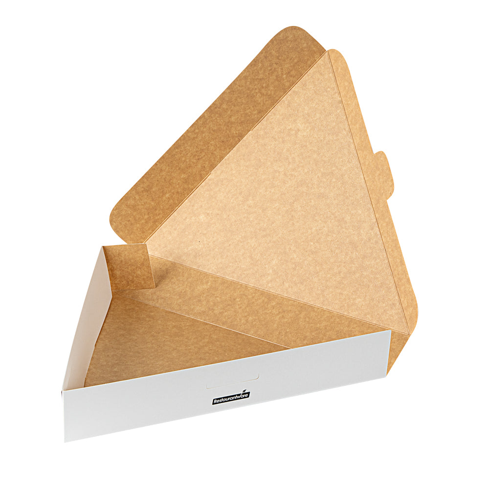 Eco Pie White Paper Pizza Slice Box - Hot & Fresh, Clamshell - 9 1/4" x 10 1/4" x 1 3/4" - 100 count box