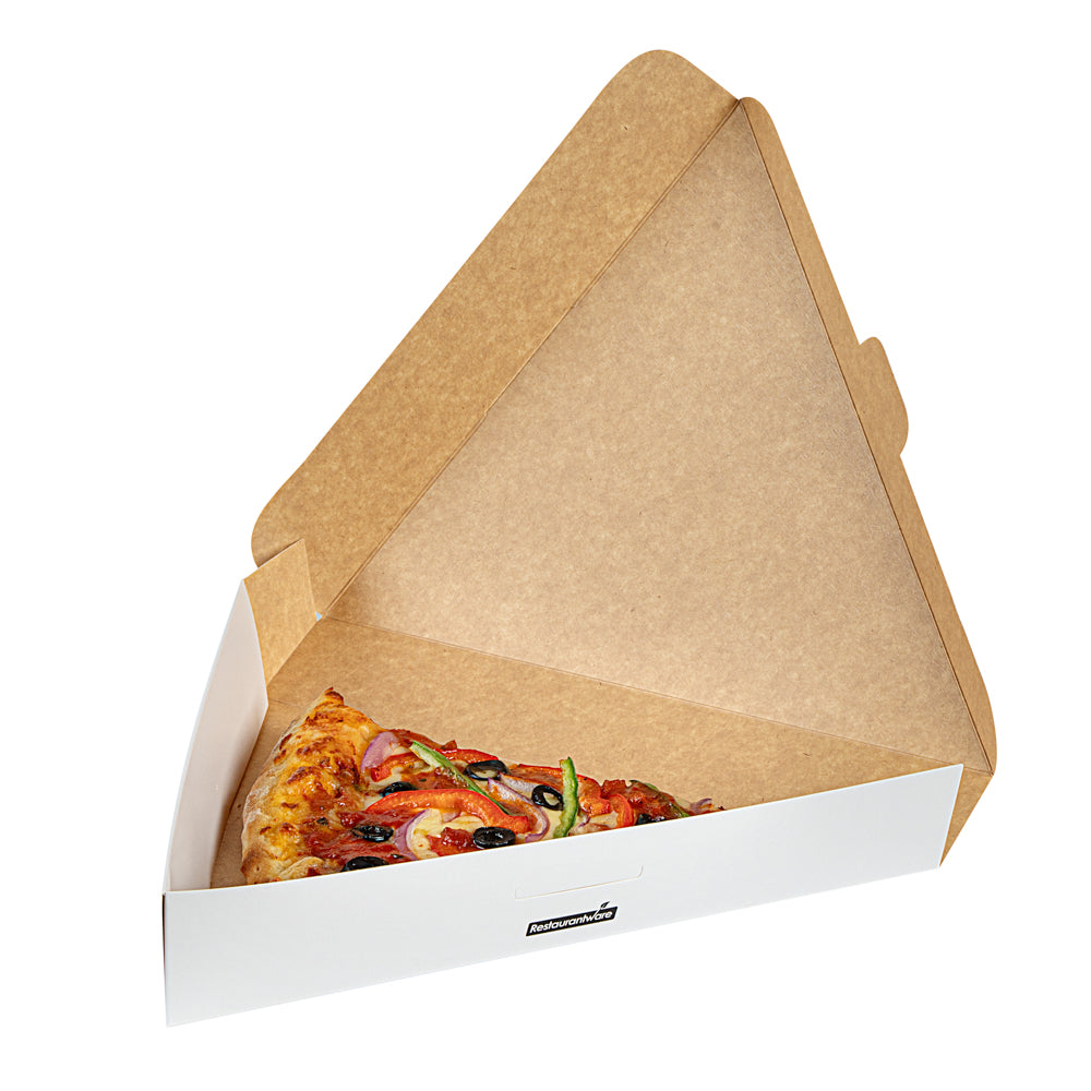 Eco Pie White Paper Pizza Slice Box - Clamshell - 9 1/4" x 10 1/4" x 1 3/4" - 100 count box