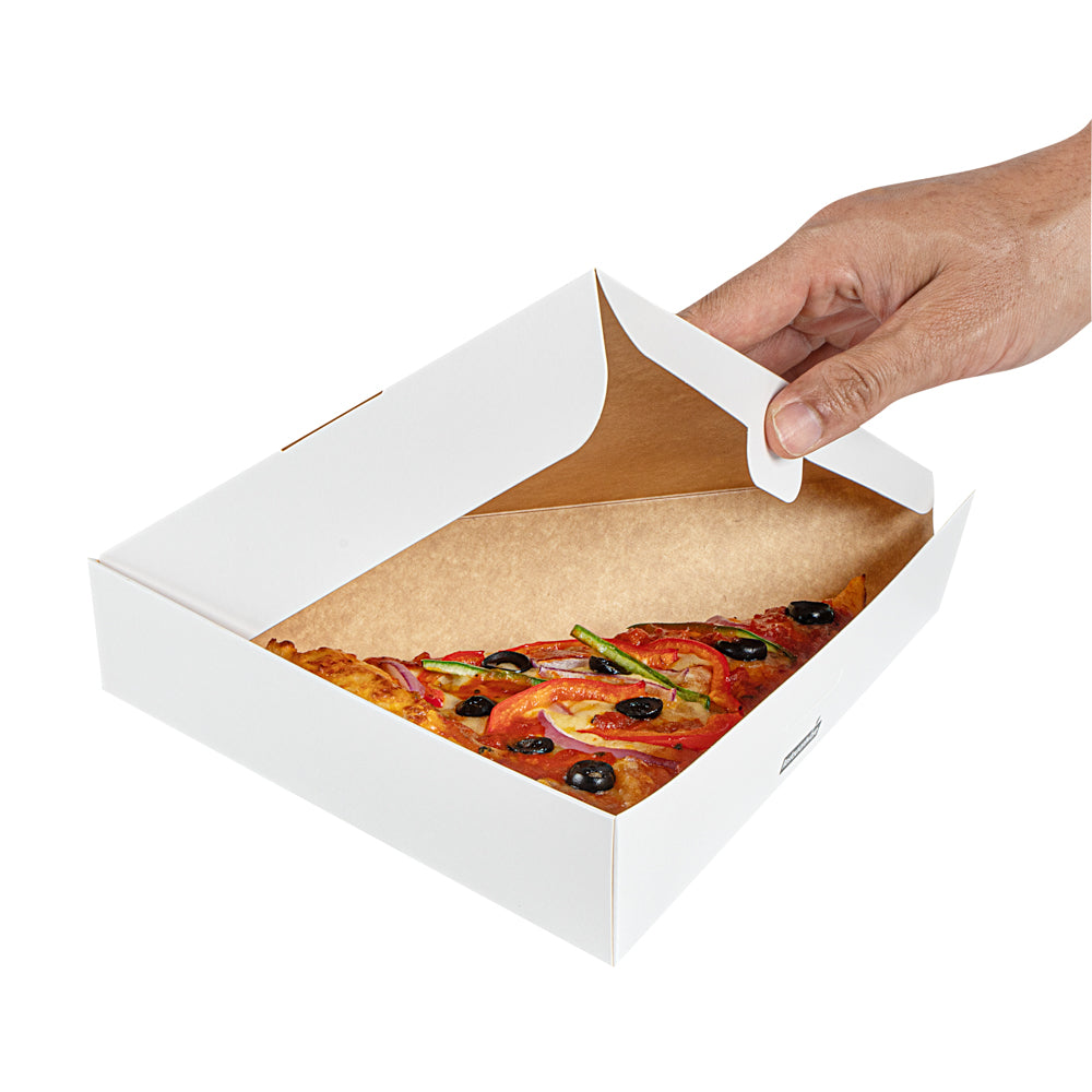 Eco Pie White Paper Pizza Slice Box - Clamshell - 9 1/4" x 10 1/4" x 1 3/4" - 100 count box