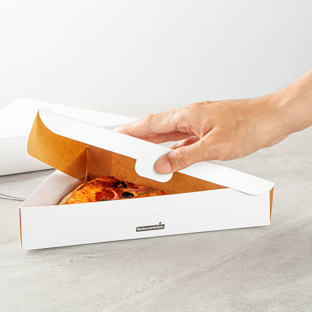 Eco Pie White Paper Pizza Slice Box - Clamshell - 9 1/4" x 10 1/4" x 1 3/4" - 100 count box