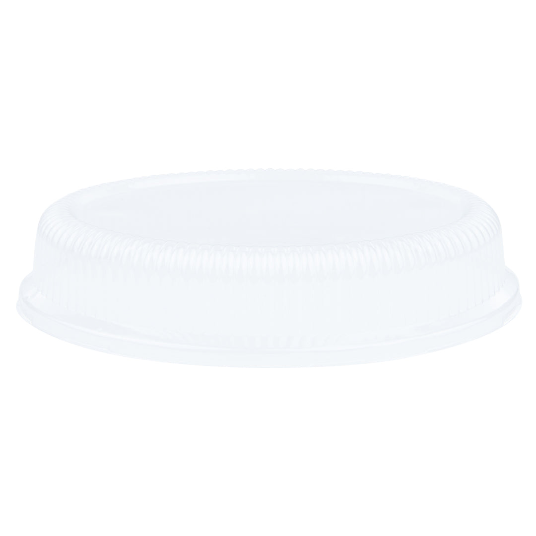 Pulp Safe Oval Clear Plastic Ripple Dome Lid - Fits Sugarcane / Bagasse Plate - 100 count box