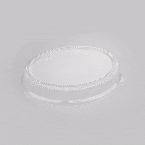 Pulp Safe Oval Clear Plastic Ripple Dome Lid - Fits Sugarcane / Bagasse Large Plate - 100 count box