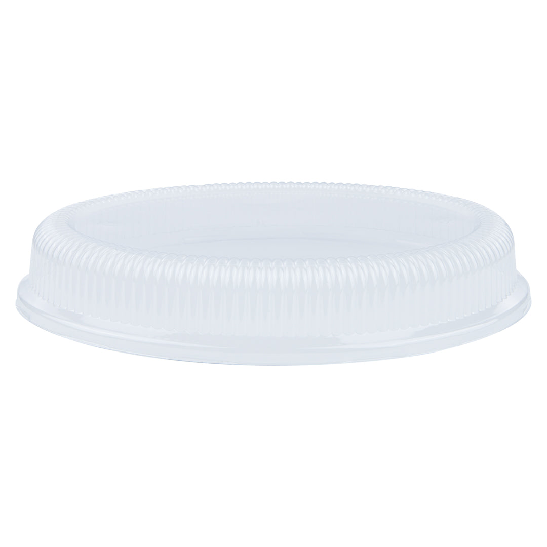 Pulp Safe Oval Clear Plastic Ripple Dome Lid - Fits Sugarcane / Bagasse Large Plate - 100 count box