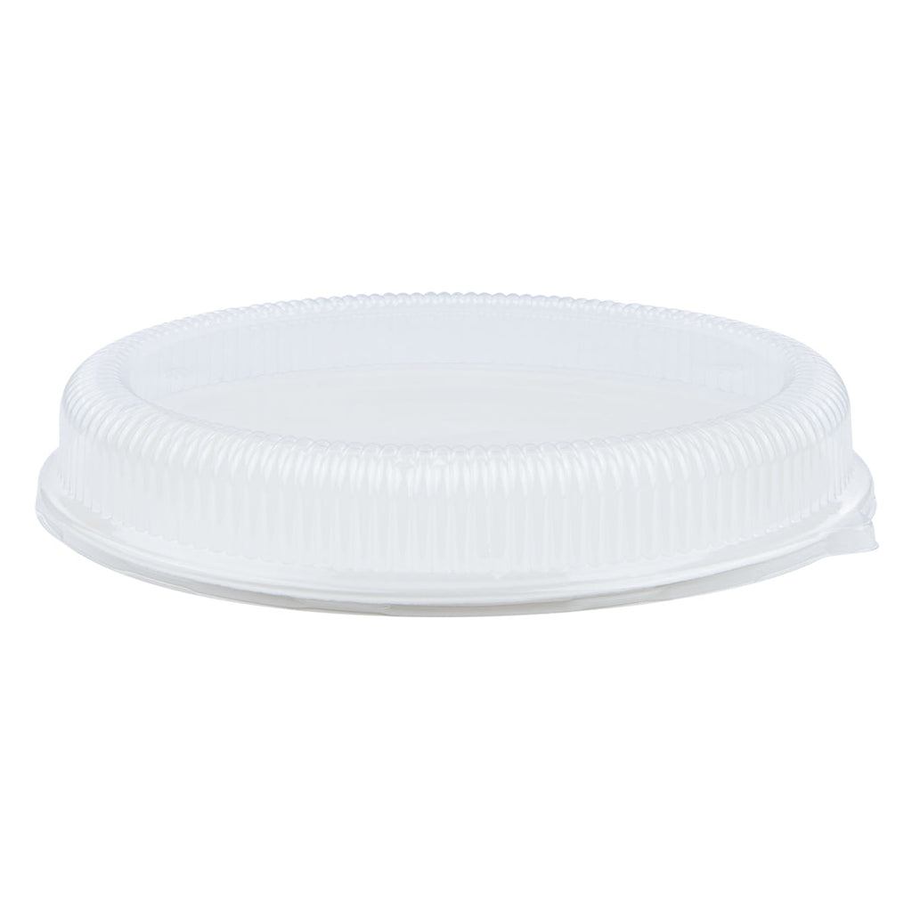Pulp Safe Oval Clear Plastic Ripple Dome Lid - Fits Sugarcane / Bagasse Large Plate - 100 count box