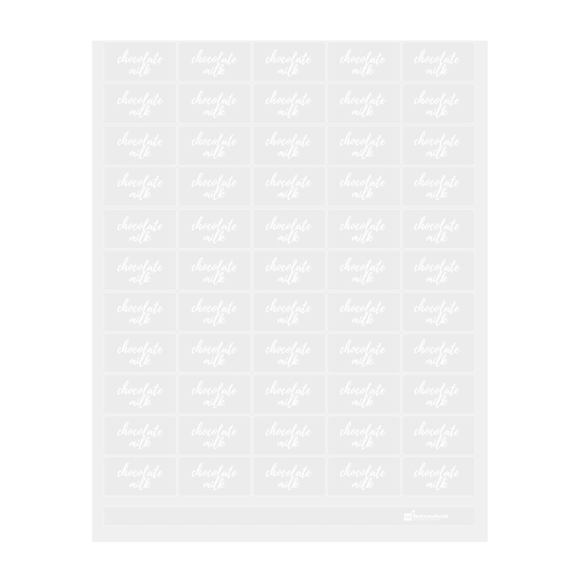 Label Tek Plastic Chocolate Milk Label - Clear with White Font, Water-Resistant - 2" x 1" - 100 count box