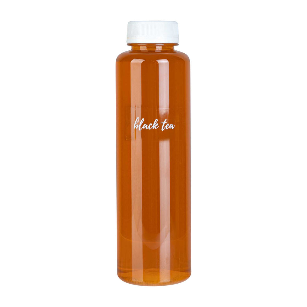 Label Tek Plastic Black Tea Label - Clear with White Font, Water-Resistant - 2" x 1" - 100 count box