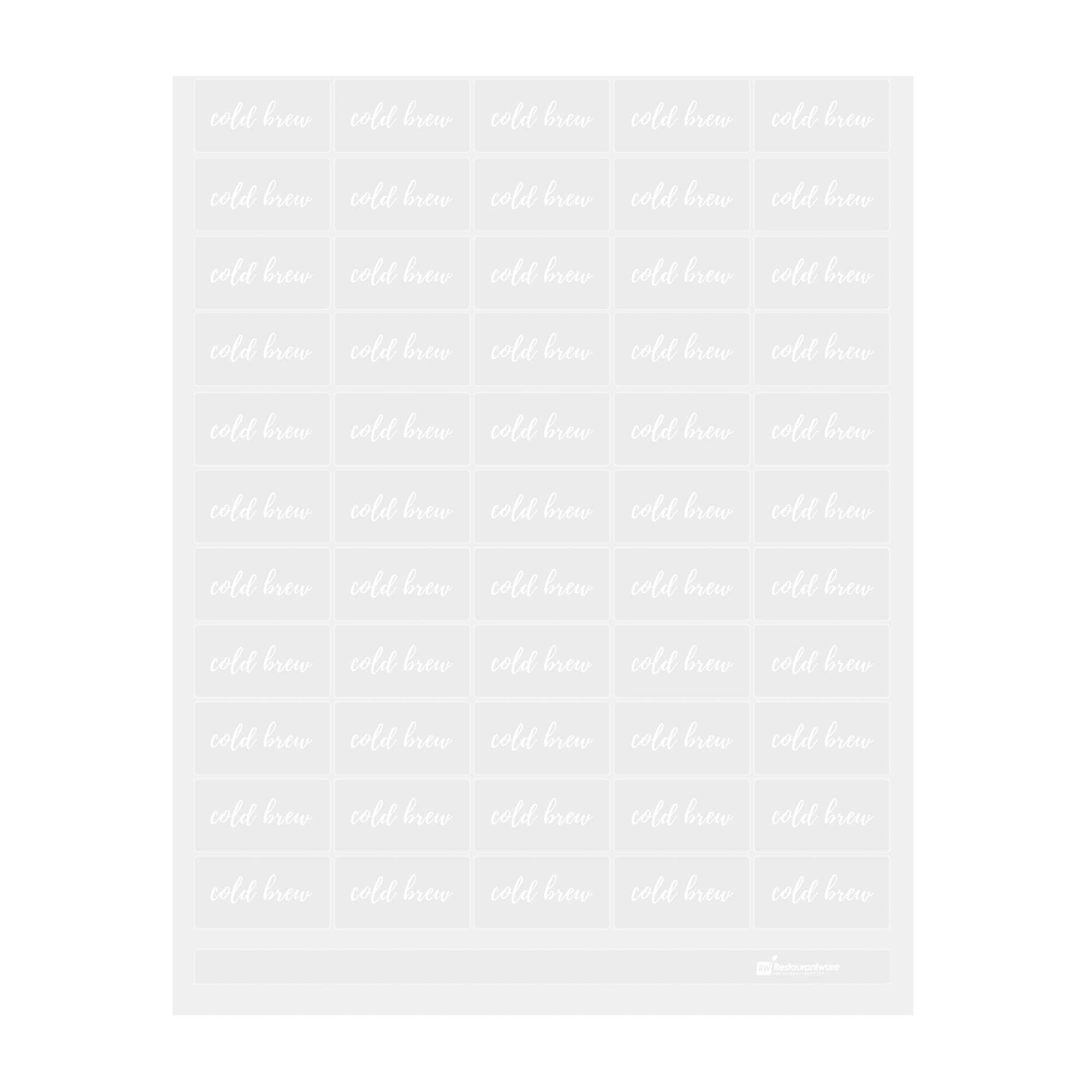 Label Tek Plastic Cold Brew Label - Clear with White Font, Water-Resistant - 2" x 1" - 100 count box